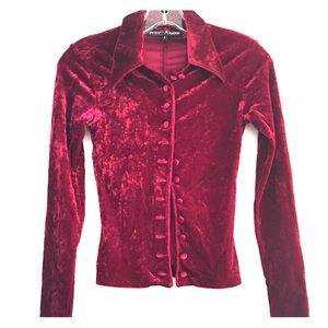 Betsey Johnson Crushed Red Velvet Shirt (ca. 1997)